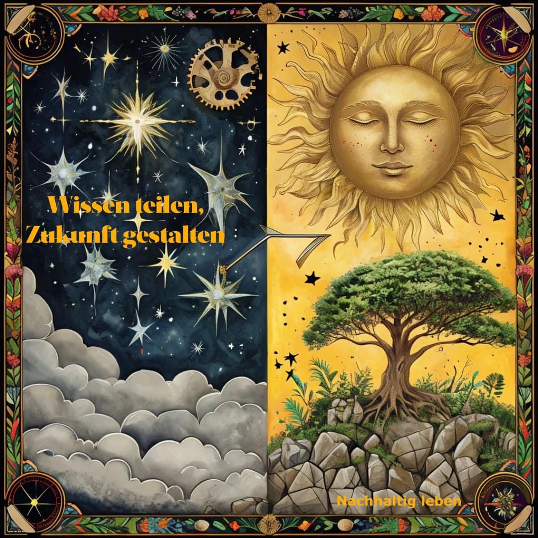 Das Bild symbolisiert den Übergang zu einem Weltbild der Nachhaltigkeit. Es symbolisiert zudem, dass Wissen die Voraussetzung ist, um eine nachhaltige Zukunft sinnvoll und aktiv gestalten zu können.