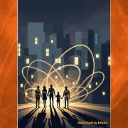 Das Bild zeigt eine Gruppe Menschen vor der nächtlichen Silhouette einer Großstadt. Die Gruppe wird von leuchtenden Strahlen umhüllt, die sie in kreisförmigen Bahnen umgeben. Das Bild symbolisiert die Notwendigkeit gemeinsam aktiv zu werden, wenn die Transformation unserer Gesellschaft zur Nachhaltigkeit gelingen soll. Das Bild zeigt eine Gruppe Menschen vor der nächtlichen Silhouette einer Großstadt. Die Gruppe wird von leuchtenden Strahlen umhüllt, die sie in kreisförmigen Bahnen umgeben. Das Bild symbolisiert die Notwendigkeit gemeinsam aktiv zu werden, wenn die Transformation unserer Gesellschaft zur Nachhaltigkeit gelingen soll.