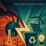 Die Illustration des Klimawandel und seine Folgen für jeden Menschen. Illustration dass jeder Mensch seinen Beitrag dazu leisten kann, die Folgen des Klimawandels zu verringern.